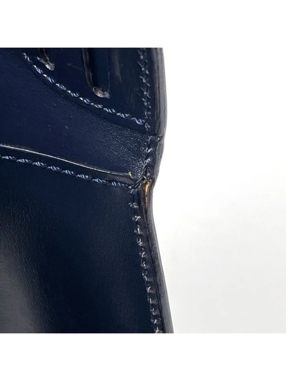 Celine Logo Handbag 2-Way Leather Navy